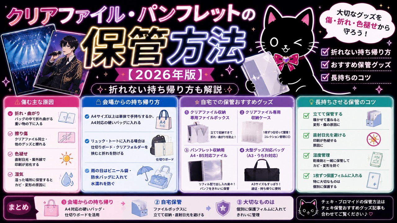 クリアファイル・パンフレットの保管方法【2026年版】折れない持ち帰り方も解説