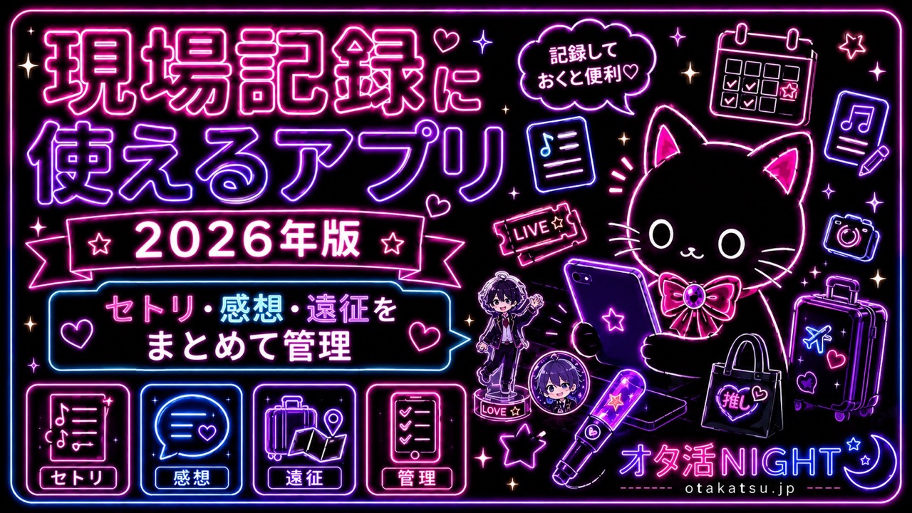 オタクの現場記録に使えるアプリ【2026年】セトリ・感想・遠征をまとめて管理