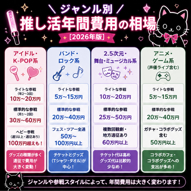ジャンル別：推し活年間費用の相場