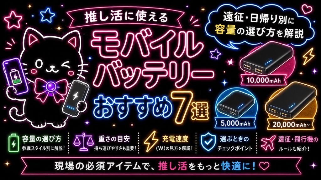 推し活に使えるモバイルバッテリーおすすめ7選｜遠征・日帰り別に容量の選び方を解説