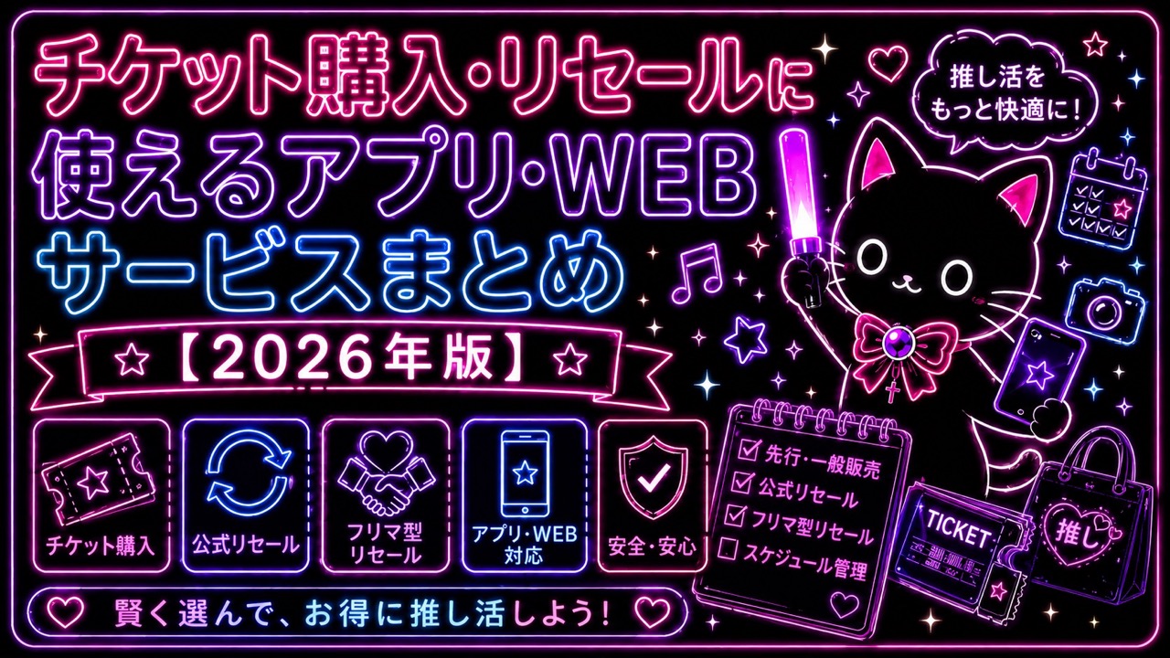 チケット購入・リセールに使えるアプリ・WEBサービスまとめ【2026年版】