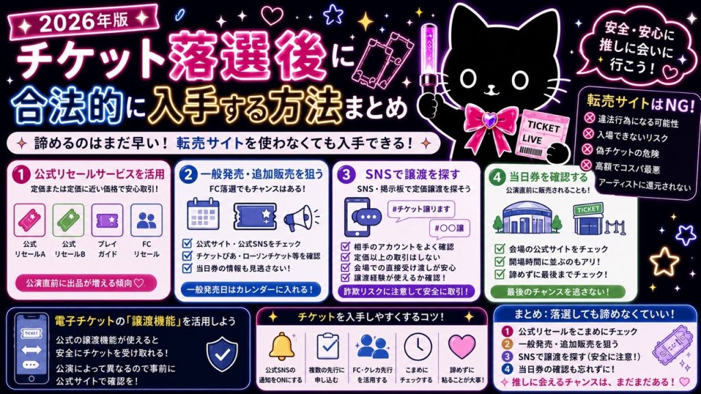 チケット落選後に合法的に入手する方法まとめ【2026年版】
