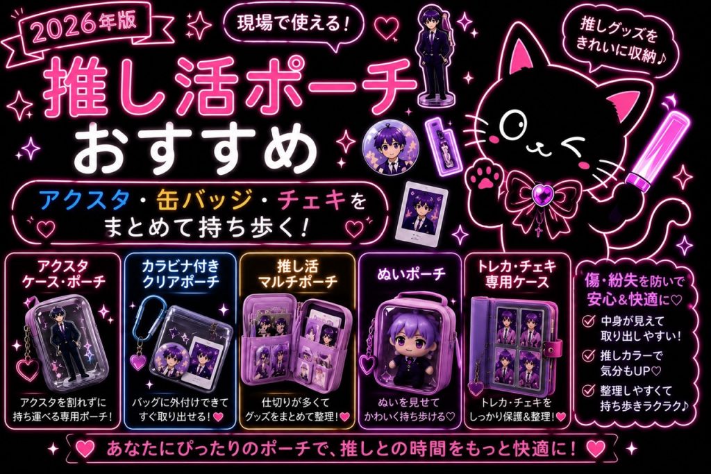 推し活ポーチおすすめ【2026年版】アクスタ・缶バッジ・チェキをまとめて持ち歩く